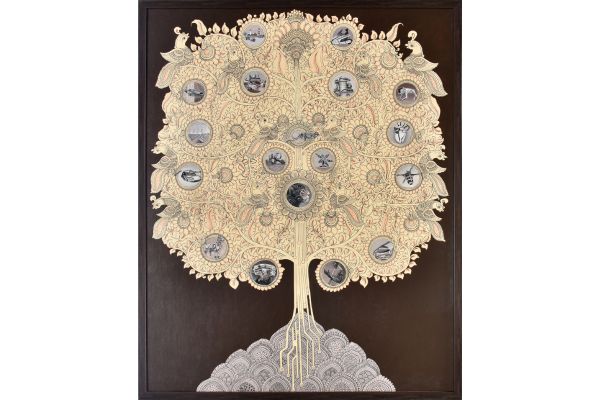Artwork 6 - The Adaptive Tree of Life, Kalamkari Painting