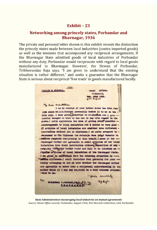 Exhibit - 23: Networking among princely states, Porbandar and Bhavnagar, 1936