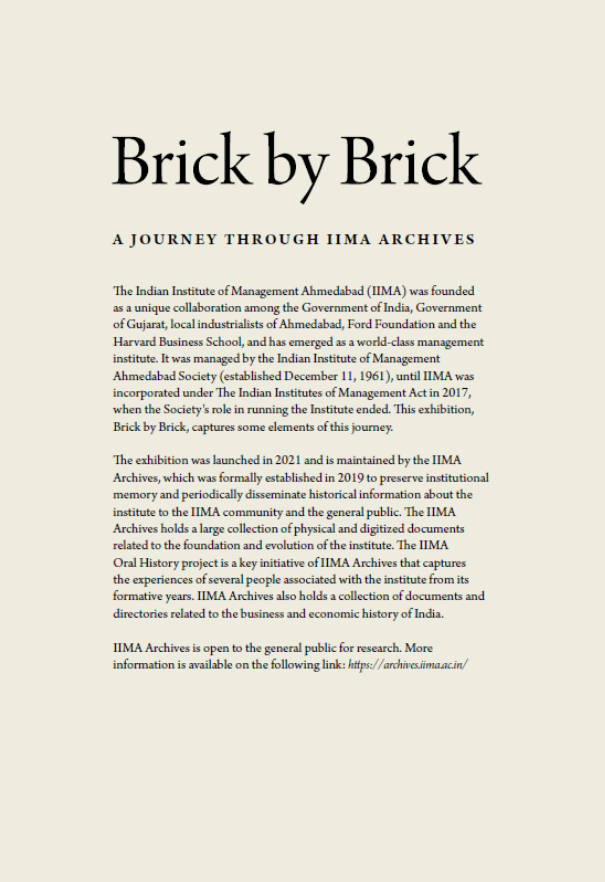 Panel 1: Brick by Brick - A Journey through IIMA Archives